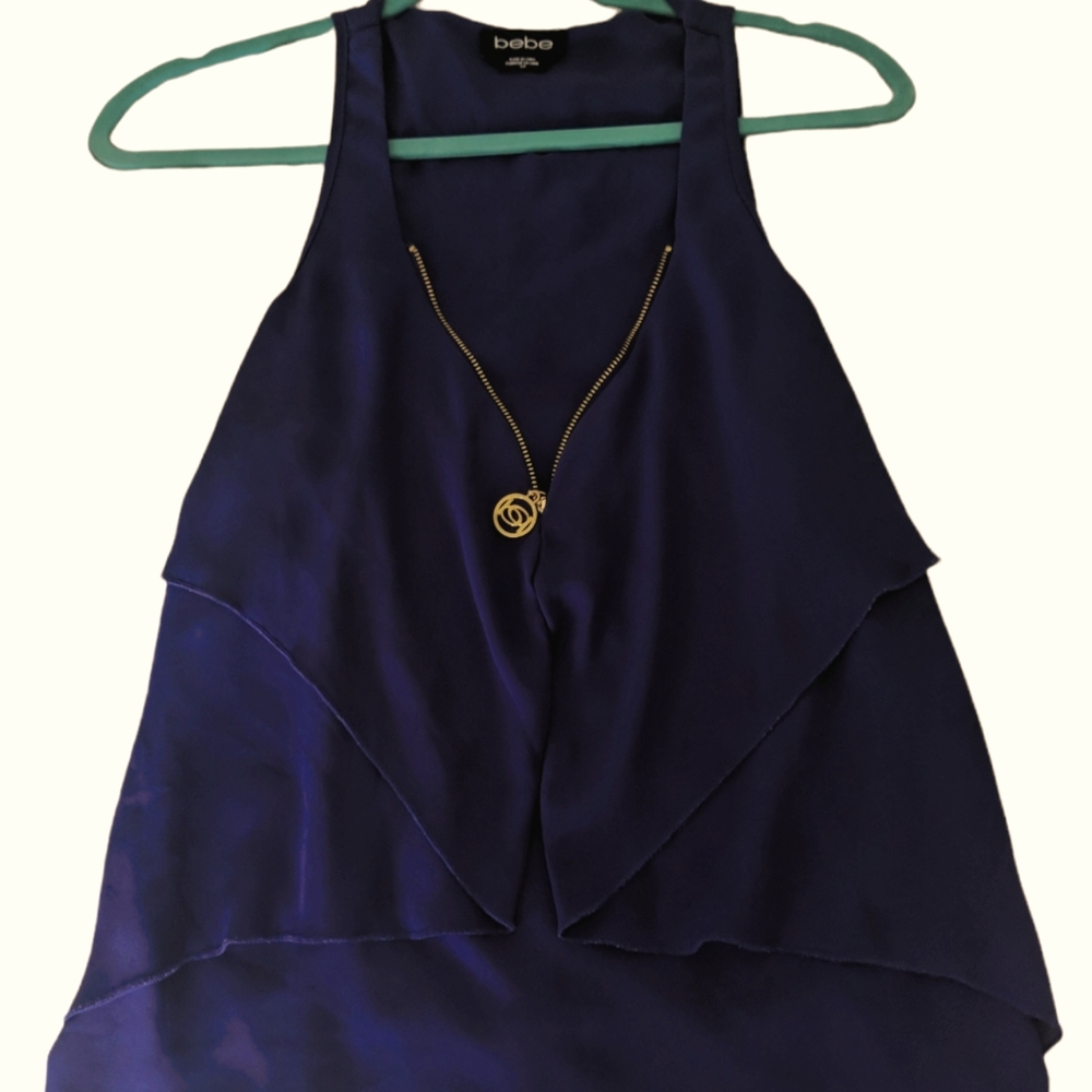 Bebe open back, dressy tank in royal purple
